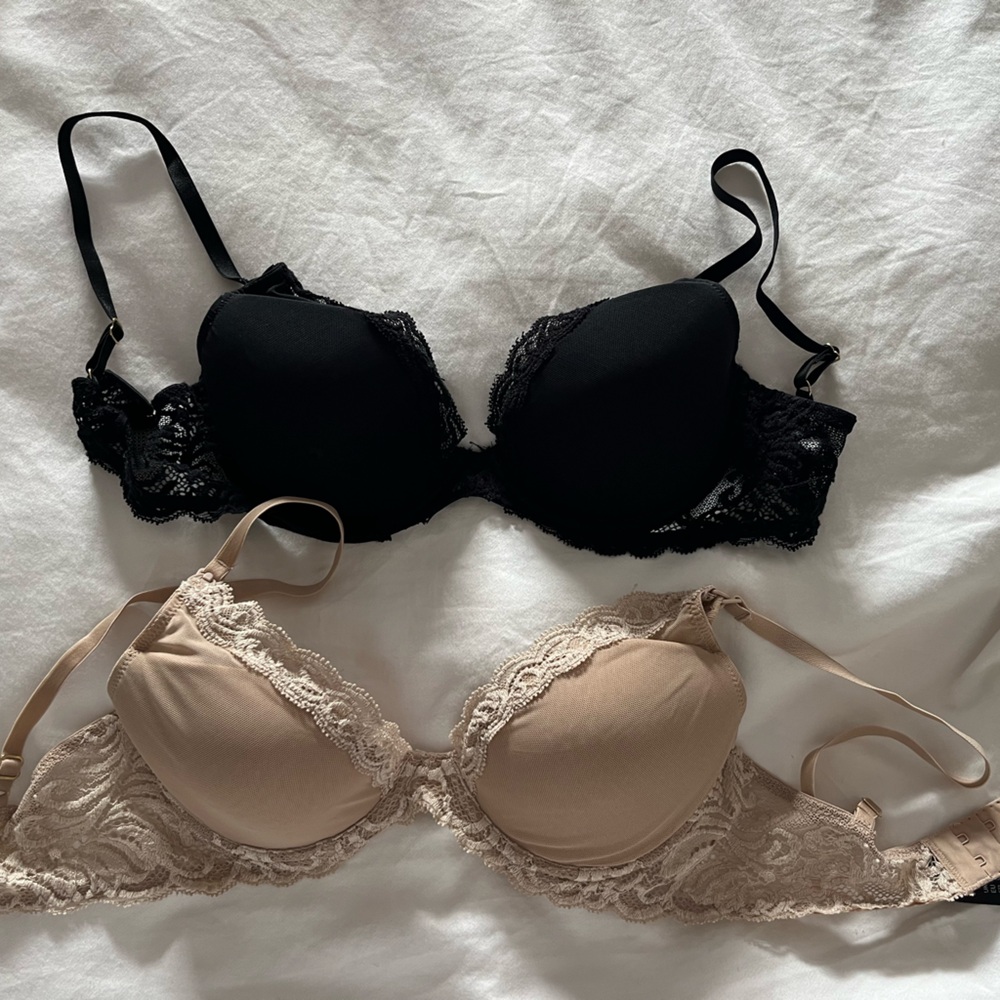 Natori Lace Trimmed Bra Set - Black and Tan Nursing Bras